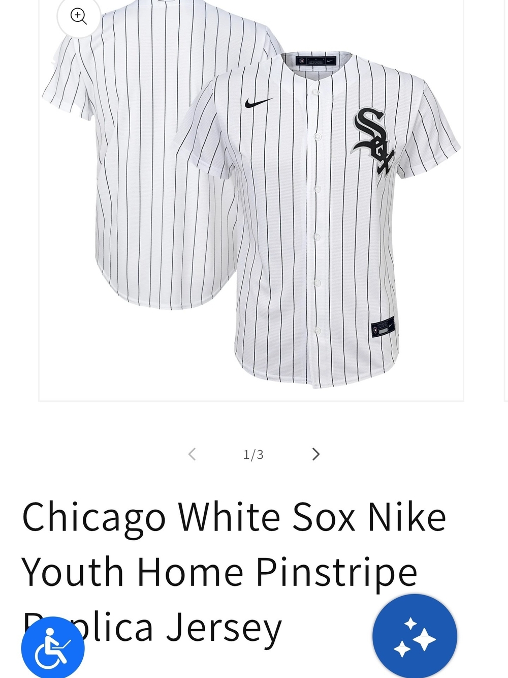 NEW!!!  Nike Chicago White Sox Youth Small Home Pinstripe Jersey - White/Black